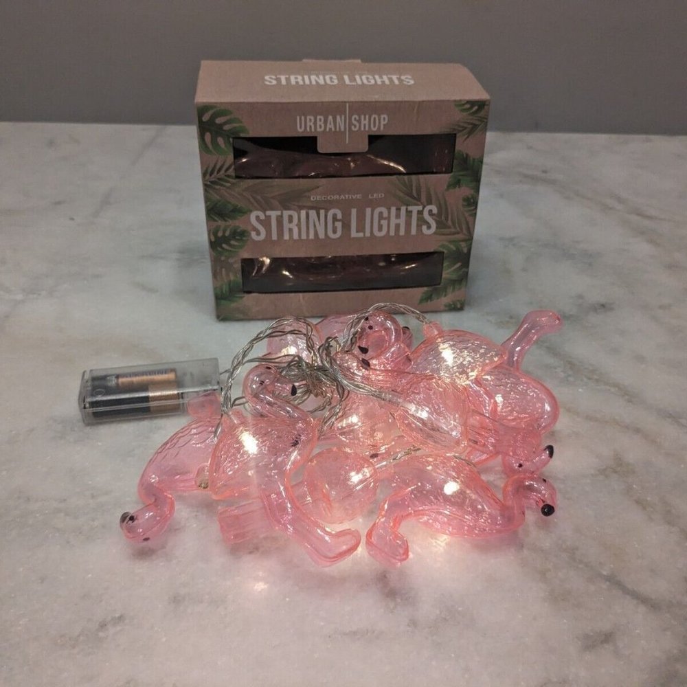(3) Pink Flamingo Garden Party LED String Light 7 ft each